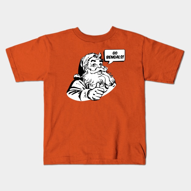 Retro Santa Claus Go Bengals Kids T-Shirt by mia_me